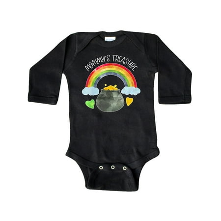 

Inktastic Mommy s Treasure St. Patrick s Day Rainbow and Gold Gift Baby Boy or Baby Girl Long Sleeve Bodysuit