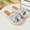 thumbnail image 5 of PiGOGI Women's Bow Wedge Sandals Thick Sole Open Toe Non-Slip Comfortable Beach Slides Summer Silver 5.5, 5 of 9