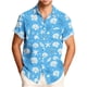 thumbnail image 1 of Mens Casual Manga Corta Botón Abajo Camisas Impresas Turndown Cuello Blusa para el Verano, 1 of 6