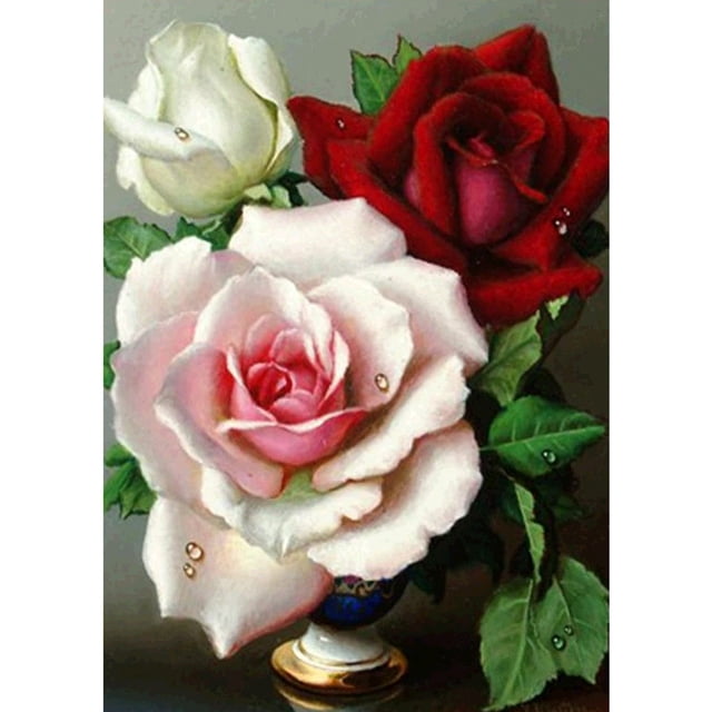 Taladro Diamante Pintura (DB2427) 5D DIY Flores completas Bordado de punto de cruz (t007) 50x70cm Hugtrwg Para estrenar