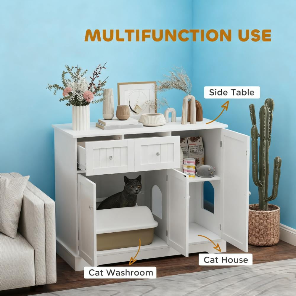 Cat Litter Box Enclosure with Drawers, 39" x 18" x 31.5"