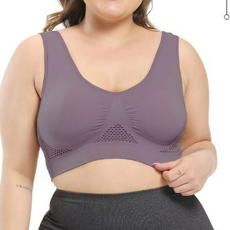 

SJENERT Plus Size Women Shockproof Breathable Wireless Push-up Vest Bra Sports Underwear(Grape-4XL)