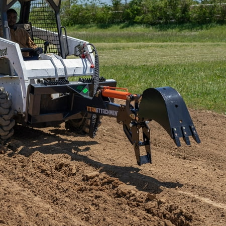 Titan Attachments Skid Steer Fronthoe 16" Bucket and Thumb, Excavator Attachment Bobcat Loader