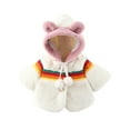 thumbnail image 2 of QISIWOLE Toddler Girls Solid Color Rainbow Plush Cute Rabbit Ears Winter Hoodie Thick Coat Cloak summer savings, 2 of 3