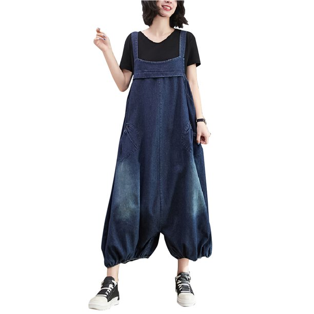 Mono largo mujer otoño casual Mono largo mujer con bolsillos oscuro XXL Aqua