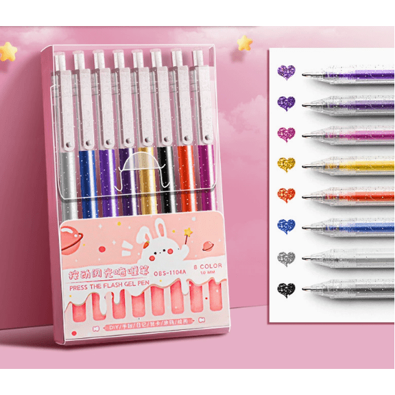 Glitter Sparkle Coloring Art Gel Pen Set,Sparkle Art Gel Pens for Journaling,Suitable Coloring Pen For Painting,Neon Craft Gels Pen,Drawing Art Supplies For Adults for Coloring Book