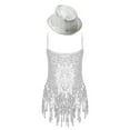 thumbnail image 2 of Miutii Kids Girls Sparkle Sleeveless Latin Jazz Salsa Dance Dress with Hat Ballroom Performance Competition Silver 8, 2 of 7