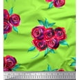 thumbnail image 1 of Soimoi Green Japan Crepe Satin Fabric Leaves & Rose Floral Printed Craft Fabric by the Yard 42 Inch Wide, 1 of 3