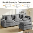 thumbnail image 5 of Ucloveria 116.5" L-Shaped Modular Sectional Couch With Ottoman, Cup Holders & Charging Ports - Chenille Cloud Couch, 4-Seat Deep Seat Sofa For Living Room, Apartment,Gray, 5 of 8