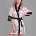 thumbnail image 5 of Womens Soft Pajama Clearance- Bathrobes Silk Satin Lace Sexy Plus Size Robe Sleepwear Pink Size M, 5 of 8