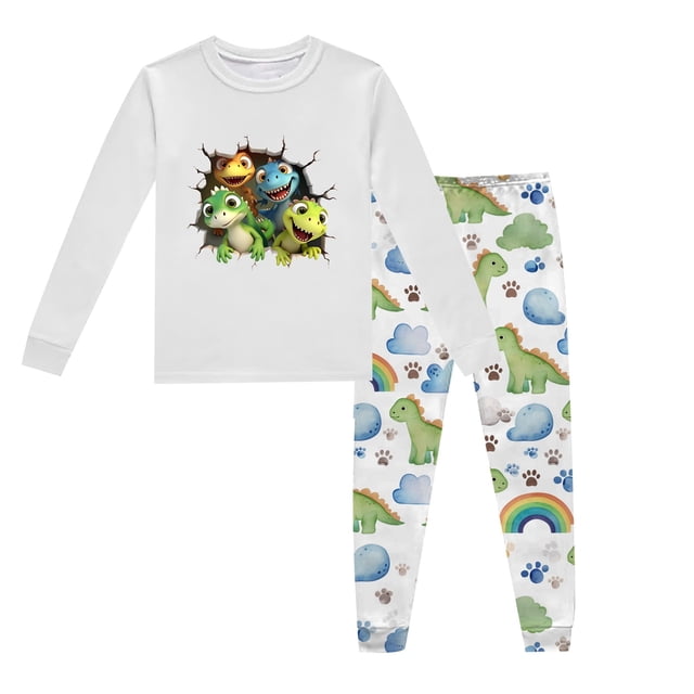 Ensemble de Pyjama à Manches Longues et Col Rond Imprimé Dinosaure pour Enfants (2-9 Ans) 4t Ensemble de Pulls pour Garçons Nouveaux Tenues pour Bébé Garçon