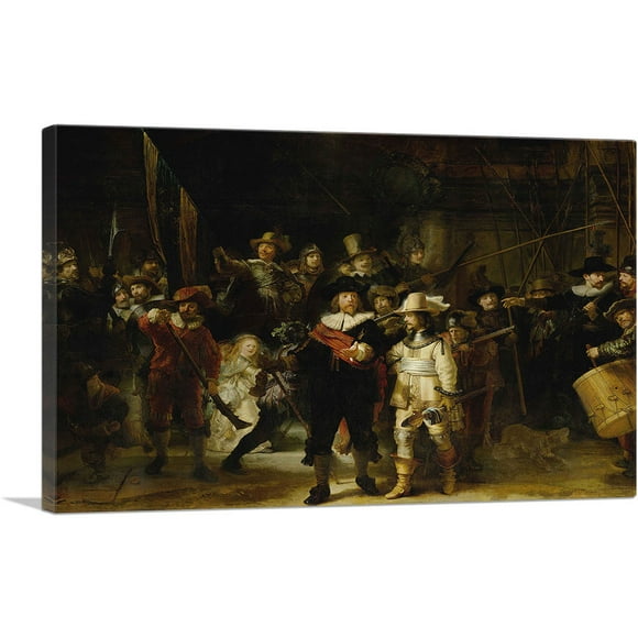 ARTCANVAS la Montre de Nuit 1642 Impression sur Toile par Rembrandt van Rijn - Taille : 18 Pouces x 12 Pouces (1.50 Pouces de Profondeur)