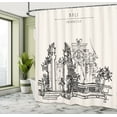 thumbnail image 4 of Ambesonne Bali Shower Curtain, Indonesia Galugan Building, 69"Wx75"L, Ivory and Black, 4 of 4
