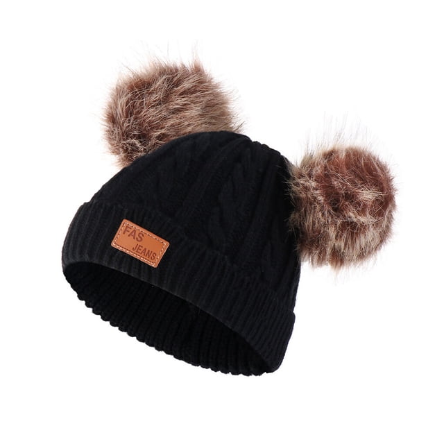 Qarigey Bufanda Bebé Invierno Cálido Kit Productos delicados para niños Protector térmico Clima frío Espesar Versátil Sellado Sombreros bola de pompón marrón negro