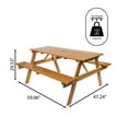 thumbnail image 6 of Shoreham 59" Modern Classic Outdoor Wood Picnic Table Benches with Umbrella Hole, Teak Brown, 6 of 10