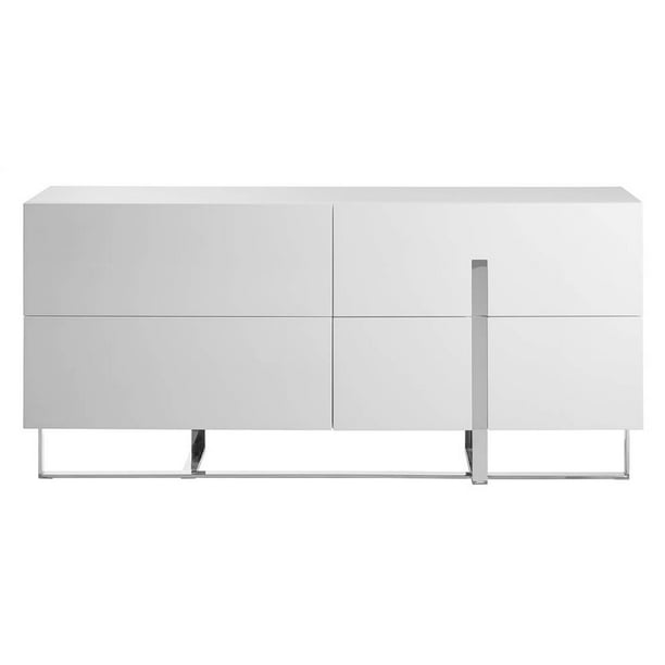 Dresser in High Gloss White with High Polished Stainless Steel