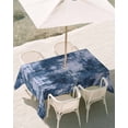 thumbnail image 3 of 60x120 Inch Outdoor Tablecloth with Umbrella Hole Zipper Rectangle Navy Blue Ombre Rectangular Tablecloths Outside Waterproof Gradient Abstract Art Vintage Patio Table Cloth Cover for Picnic Party, 3 of 8