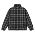 thumbnail image 5 of Xdegoge Bomber Jackets for Women Fall Plaid Stand Collar Long Sleeve Zip Up Outerwear Fall Winter Lightweight Casual Vintage Streetwear Coats Black XXL, 5 of 8