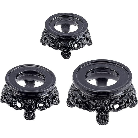 3 Pcs Black Ball Display Stand Pedestal 3 Size Small Resin Sphere Stand Gazing Ball Holder Pendulum Plate Stand for Display Ball Stone Quartz Ball Orb Home Table Decor Black