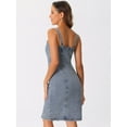 thumbnail image 3 of DARING DIVA Button Down Denim Sleeveless Sweetheart Neck Jean Dresses M Grey Blue, 3 of 6