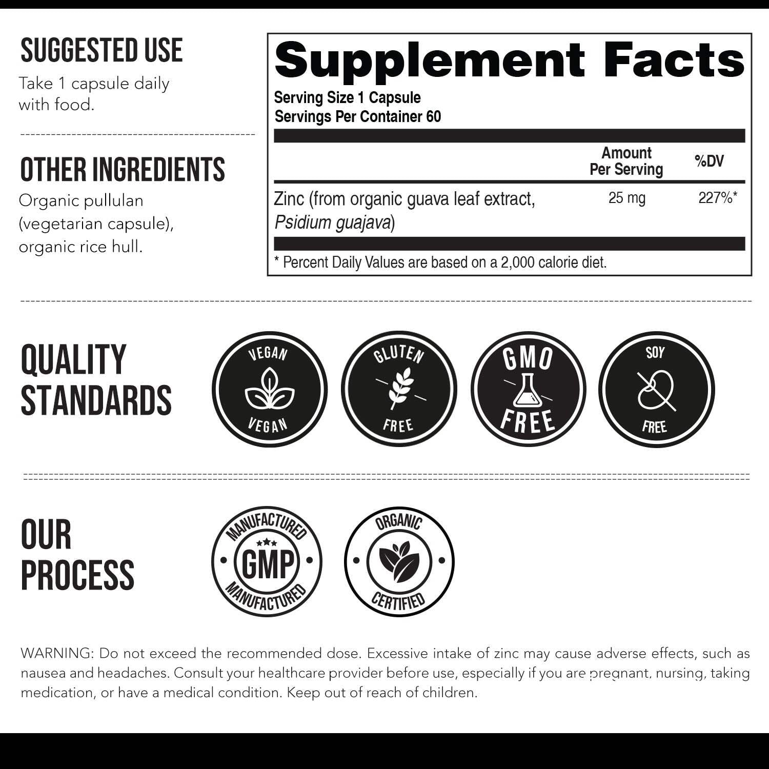 Triquetra Health Organic Zinc | Whole Food Zinc Supplement - 25 mg of Zinc