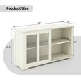 thumbnail image 3 of Sideboard Buffet Cabinet with Storage - Stackable Kitchen Cabinet Console Table with Adjustable Shelf and Sliding Glass Doors, Wooden Storage Cabinet for Dining Room, Living Room (White), 3 of 18
