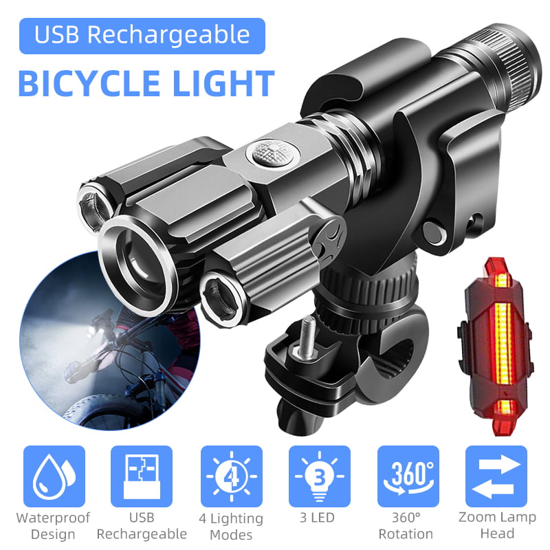 Details about   front torch XML-T6 USB rechargeable bike light black zoom aluminium alloy lamp 