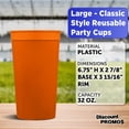 thumbnail image 4 of Plastic Stadium Cups 32 oz. Set of 10, Bulk Pack - Perfect for Summer, Sporting Events, Birthdays, Picnic, Beach, Parties - Orange, 4 of 5