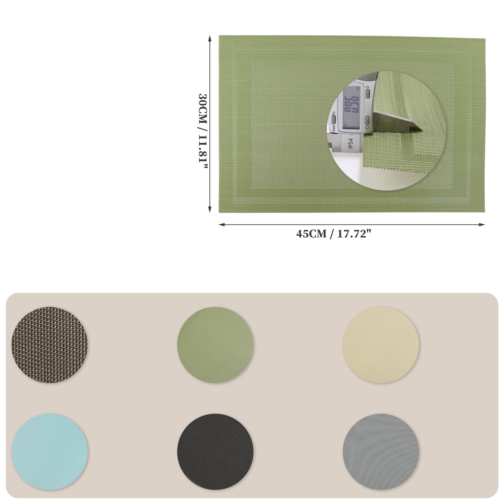 Unique Bargains 4 Pcs Double Frame Placemats PET Place Mats for Kitchen Dining Green