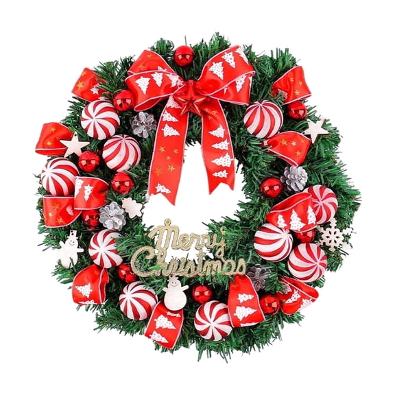 HioHa 16-Inch Easter Wreath with Lights & Colorful Ornaments, Pre-Lit Snowy Pine Wreath with Gold Bows & Berries, for Front Door Home Holiday Spring Party Decor
