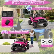 VIBESPARK 12V Ride on Toys for Toddlers Ride on Cars with Remote Control, Electric Ride on Truck Car w/ Bluetooth, Music, Stories, Battery Indicator, Volume Adjustment, Breathing Light, Pink