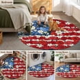 thumbnail image 5 of 4th of July Floral Round Area Rug 3.3Ft Washable Circle Rugs for Dining Room Table, Country Blue Red Poppy American Flag Non-Slip Carpet Floor Mats Indoor Outdoor Carpet Runner Aesthetic Home Decor, 5 of 8