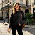 thumbnail image 3 of IAJDKMEK Sweatshirts for Women Loose Fit Round Neck — Long Sleeve Top, Fall Tops for Women Solid Casual Wear, 3 of 7