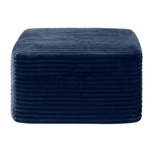 37.5" Square Corduroy Upholstered Ottoman – Soft Padded Footrest Stool, Stain-Resistant & Pet-Friendly, Multi-Functional Accent for Living Room Bedroom Decor, Blue