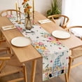 thumbnail image 3 of Spring Gnomes Floral Table Runner - 120 Inch Long, Kitchen Dining Table Runner Dresser Scarves, Pink Tulip Botanical Beige Burlap Farmhouse Decor for Coffee Tables Wedding Party Banquet, 3 of 8