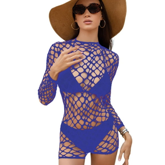 Women Sheer Mesh Lingerie Shorts Jumpsuit Long Sleeve Hollowed See Through Tights Bodysuit Bodycon Intimates