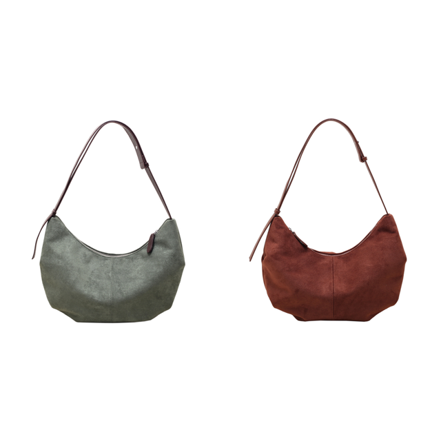 Bolso Hobo para Mujer Hombre Bandolera Multibolsillos Ante (Retro) Verde