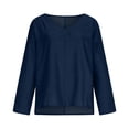 thumbnail image 5 of BXSRUTA Women's Fashion Casual V Neck Long Sleeve Blouse Soft Lightweight Polyester Imitation Denim Top, 5 of 7