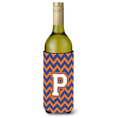 

Carolines Treasures CJ1060-PLITERK Letter P Chevron Blue and Orange Wine Bottle Beverage Insulator Hugger Wine Bottle