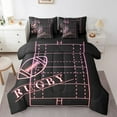 thumbnail image 1 of YST Soccer Bedding Comforter Set 7-Piece Sports Gamer, Glowing Football Field, Gradient Neon Pink, Full, 1 of 4