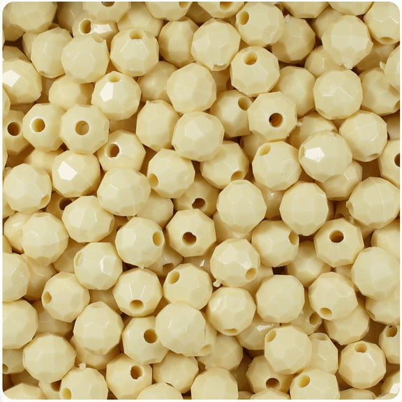 BeadTin Ivory Opaque 8mm Faceted Round Craft Beads (450pcs)