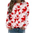 thumbnail image 1 of Womens Valentines Long Sleeve Shirts Casual Oversized Round Neck Printed Pullover Lightweight Tops Fall Clothes, 1 of 4