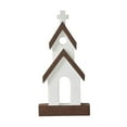 thumbnail image 2 of VHC Brands Brown Roof White Church Wooden Figurine 12x6x1, 2 of 3