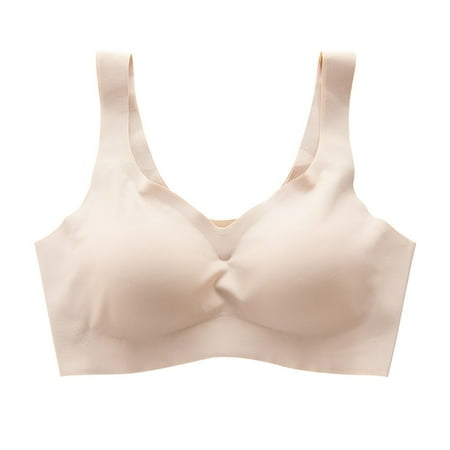Xiaoxatg Seamless Ice Silk Sleep Bra For Women Comfortable Wireless Sports Bra Breathable Running Tank Top Gathered Sleepwear Vest No Wire Push up Bra