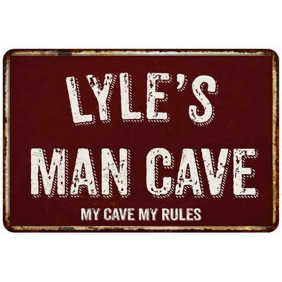 LYLE'S Man Cave Red Grunge Gift Sign Metal 12x18 Decor 208120003086