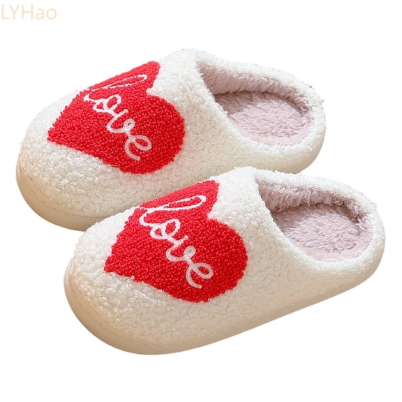 LYHaoo Winter Children's Slippers With Heart Embroidery For Girls And Boys Cozy Home Footwear For Warmth And Comfort Sizes 12 Little Kid 4-5 Years