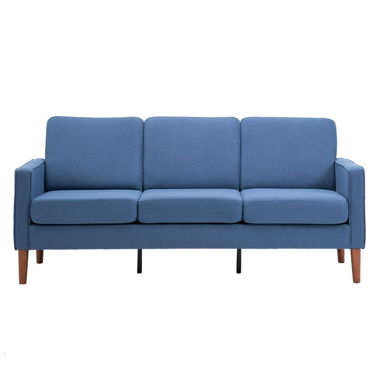 Ktaxon 3 Seat Mid Century Modern Linen Sofa, Navy Blue with