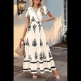 thumbnail image 4 of Vestido de Corta con Cuello en V, Estampado Floral, Bolsillos y Mangas Acampanadas, Color Albaricoque M, 4 of 7