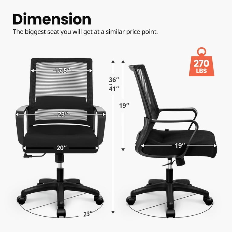 Neo Chair Ergonomic Mid Back Mesh Office Chair, Adjustable for