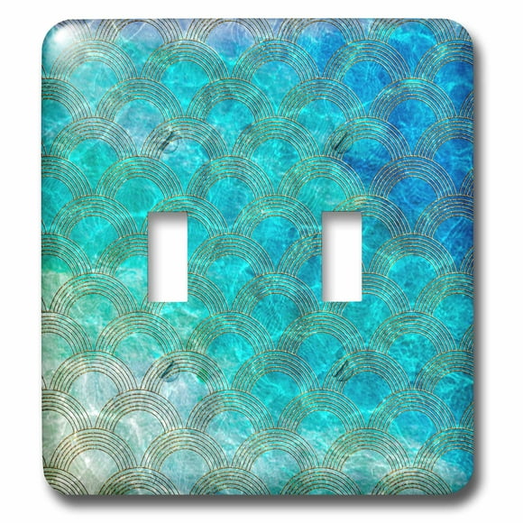 3dRose Shiny Teal Ocean Mermaid Scales Glitter Effect Art print - Double Toggle Switch